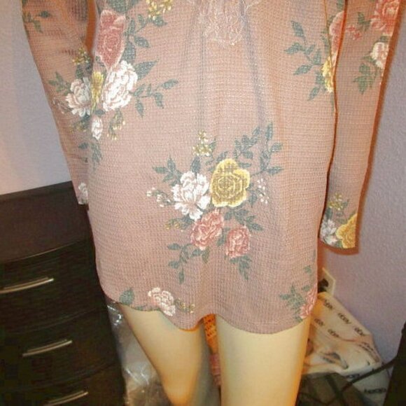 Torrid Waffle Knit Henley Top Size 1X Lace Thermal V-Neck Tunic Cottagecore Boho - Picture 4 of 11